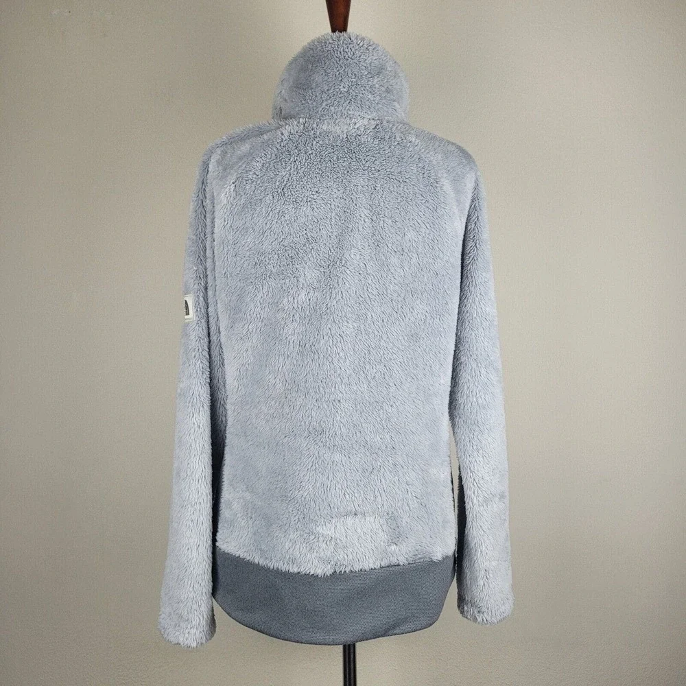 The North Face Jacket Medium Gray Furry Fleece Zip Color Block Warm NF0A338M - Picture 3 of 8